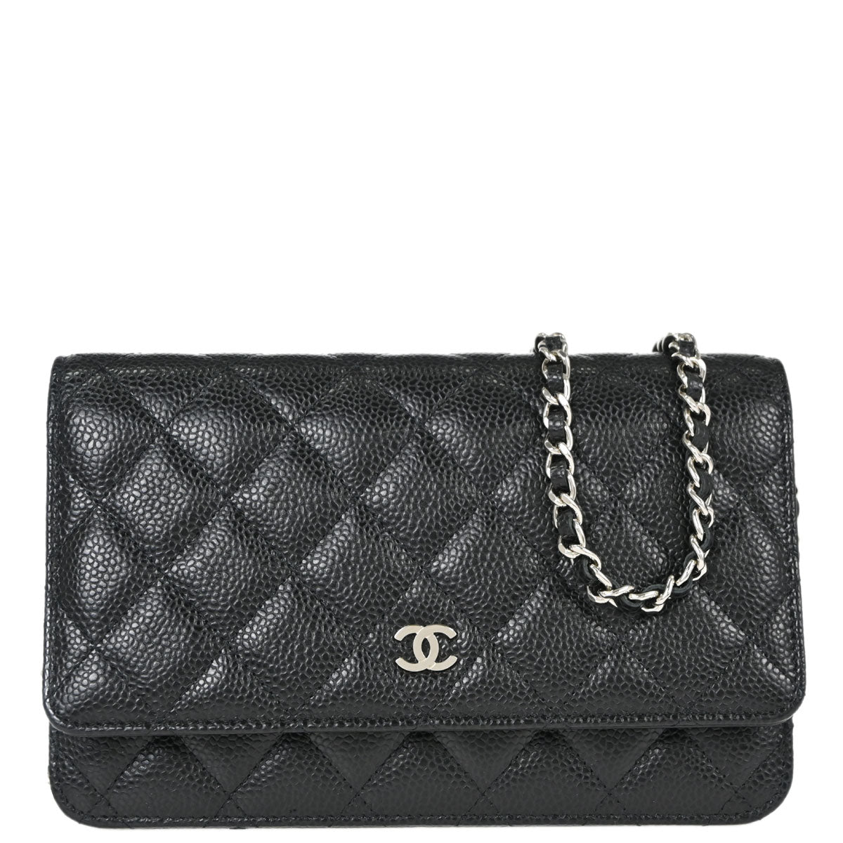 Chanel Black Caviar Skin Classic WOC Wallet on Chain Shoulder Bag