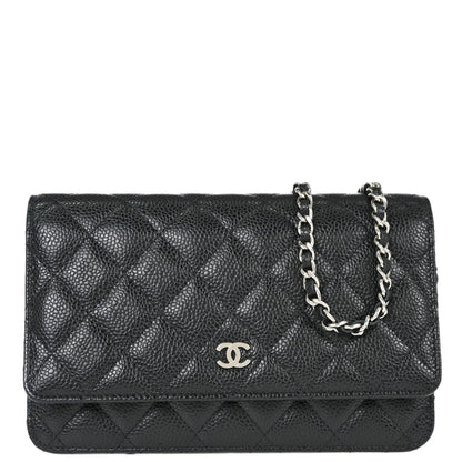 Chanel Black Caviar Skin Classic WOC Wallet on Chain Shoulder Bag
