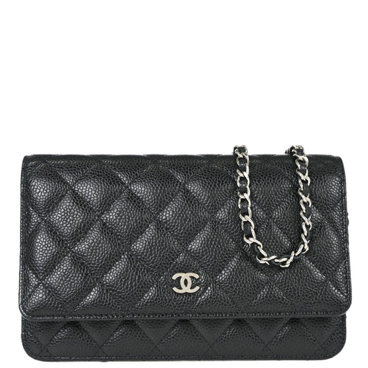 Chanel Black Caviar Skin Classic WOC Wallet on Chain Shoulder Bag