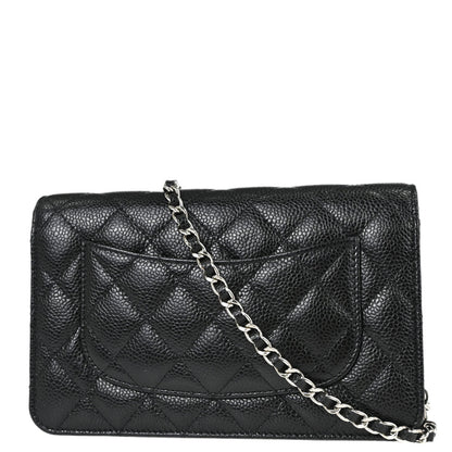 Chanel Black Caviar Skin Classic WOC Wallet on Chain Shoulder Bag