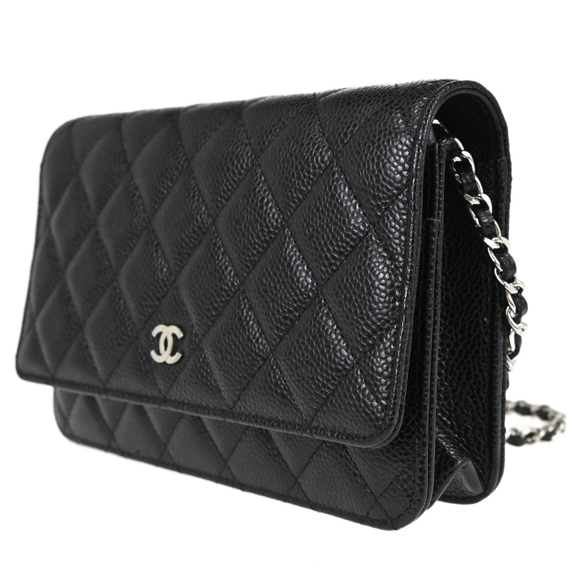 Chanel Black Caviar Skin Classic WOC Wallet on Chain Shoulder Bag