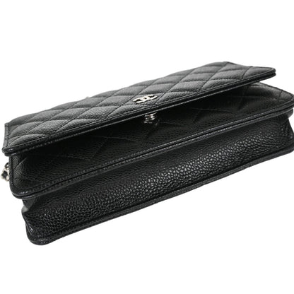 Chanel Black Caviar Skin Classic WOC Wallet on Chain Shoulder Bag