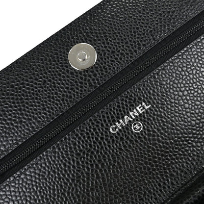 Chanel Black Caviar Skin Classic WOC Wallet on Chain Shoulder Bag