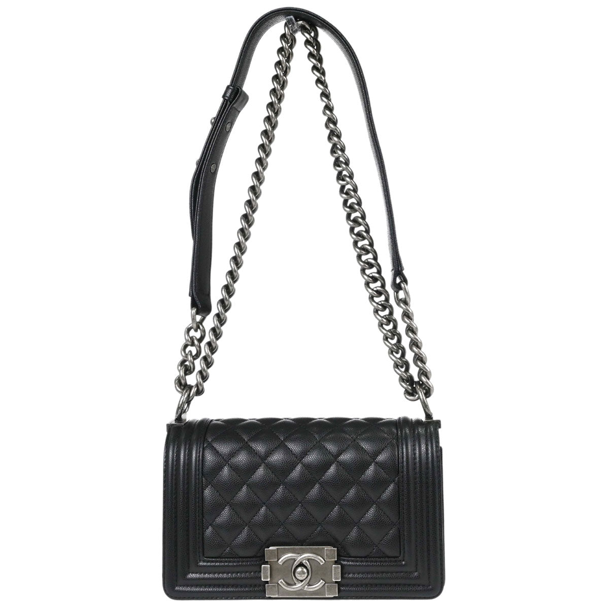 Boy Chanel 2018-2019 Black Caviar Skin Small Chain Shoulder Bag