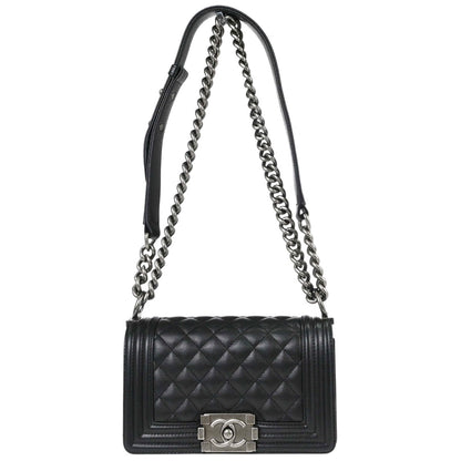 Boy Chanel 2018-2019 Black Caviar Skin Small Chain Shoulder Bag