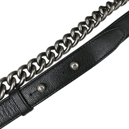Boy Chanel 2018-2019 Black Caviar Skin Small Chain Shoulder Bag