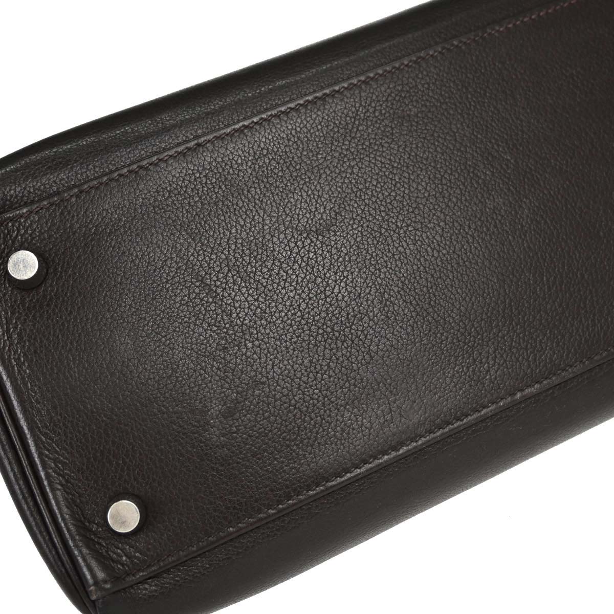Hermes Chocolat Vache Liegee Kelly 35 Retourne 2way Shoulder Handbag