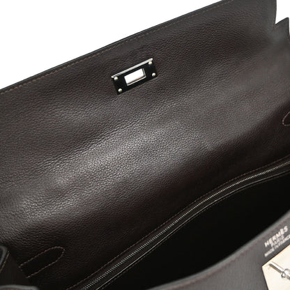 Hermes Chocolat Vache Liegee Kelly 35 Retourne 2way Shoulder Handbag