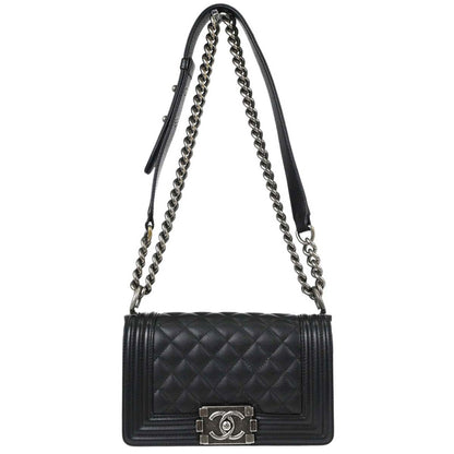 Boy Chanel Black Caviar Skin Small Chain Shoulder Bag