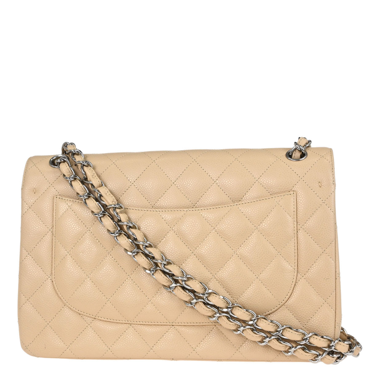 Chanel Beige Caviar Skin Jumbo Classic Double Flap Shoulder Bag