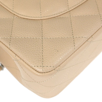 Chanel Beige Caviar Skin Jumbo Classic Double Flap Shoulder Bag