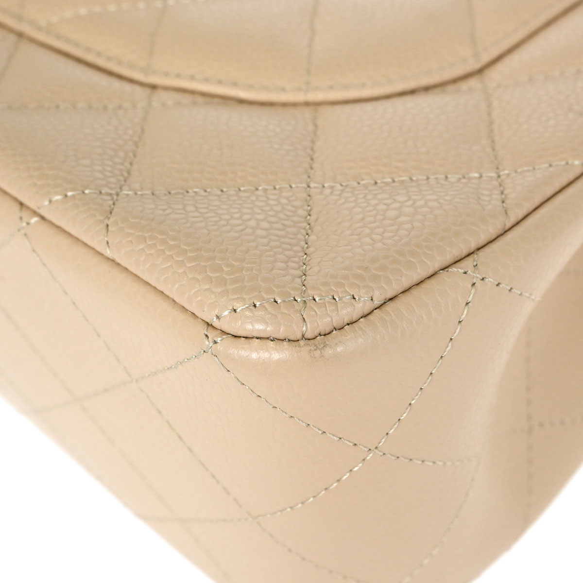 Chanel Beige Caviar Skin Jumbo Classic Double Flap Shoulder Bag