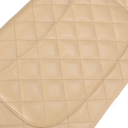 Chanel Beige Caviar Skin Jumbo Classic Double Flap Shoulder Bag