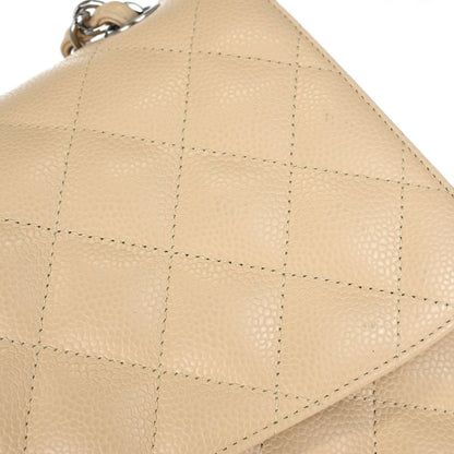 Chanel Beige Caviar Skin Jumbo Classic Double Flap Shoulder Bag