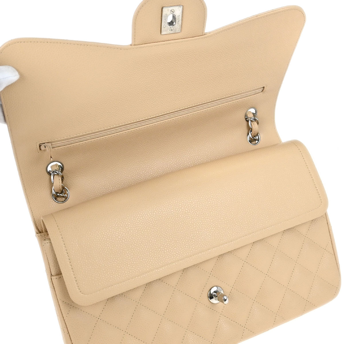 Chanel Beige Caviar Skin Jumbo Classic Double Flap Shoulder Bag