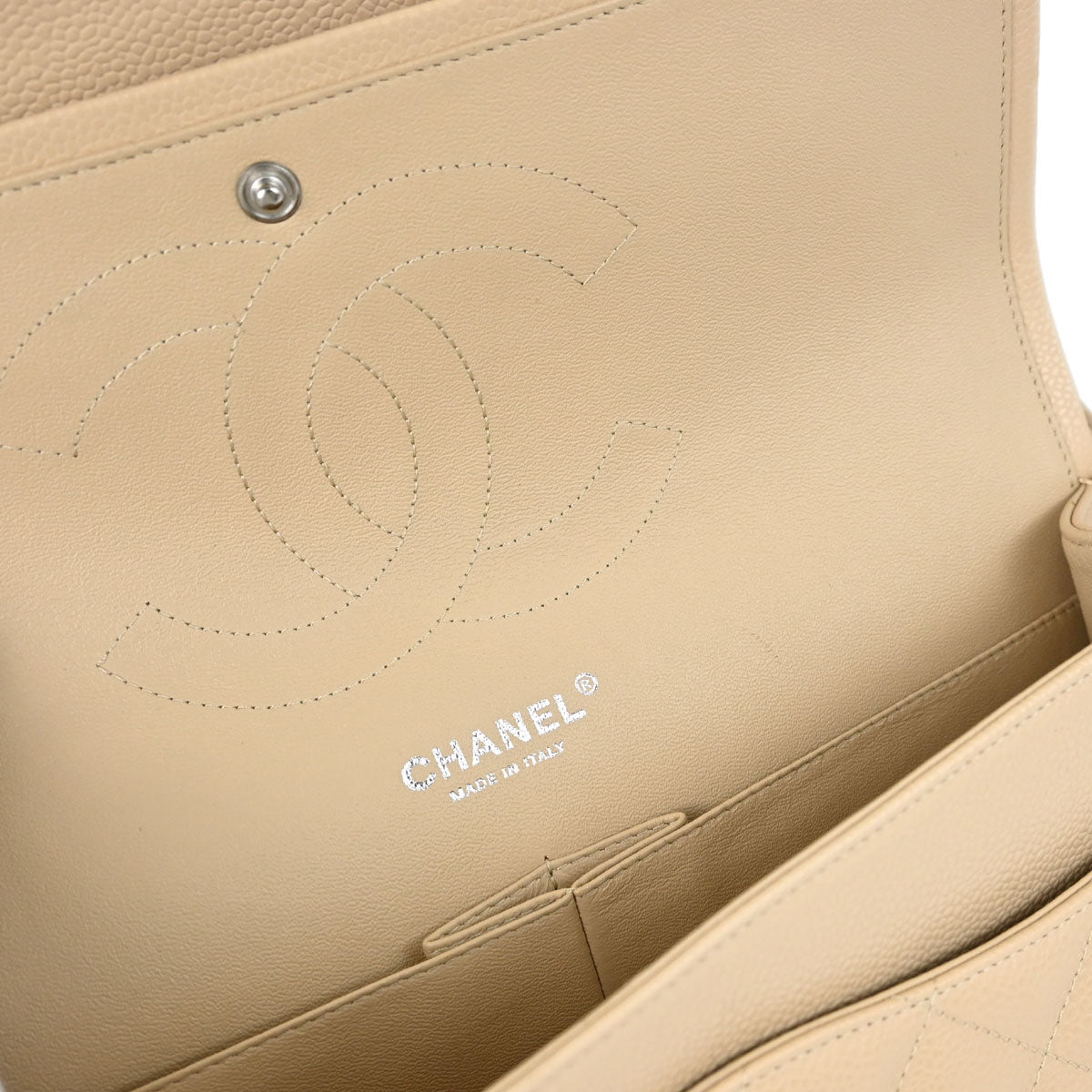Chanel Beige Caviar Skin Jumbo Classic Double Flap Shoulder Bag