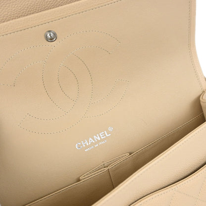Chanel Beige Caviar Skin Jumbo Classic Double Flap Shoulder Bag