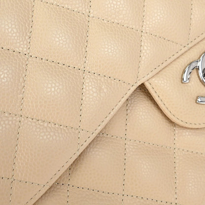 Chanel Beige Caviar Skin Jumbo Classic Double Flap Shoulder Bag
