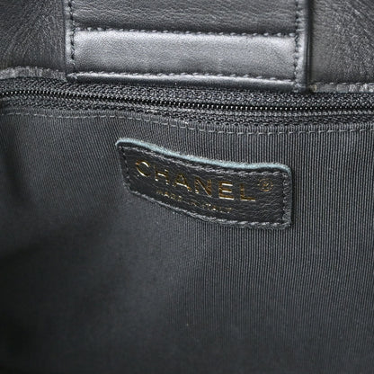 Chanel 2018-2019 Black Calfskin Statement Chevron Shopping Tote 2way Shoulder Handbag