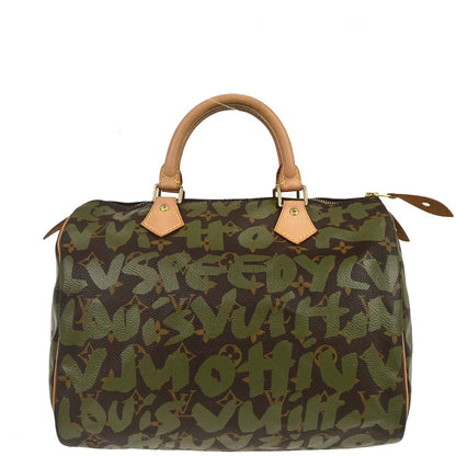 Louis Vuitton Khaki Monogram Graffiti Speedy 30 Handbag M92194