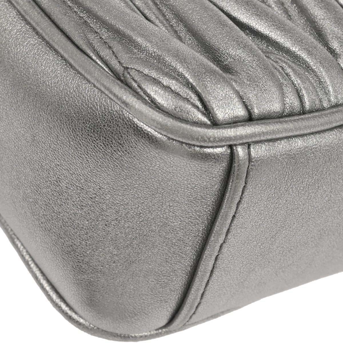 Miu Miu Metallic Silver Lambskin Matelasse Shoulder Bag