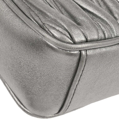 Miu Miu Metallic Silver Lambskin Matelasse Shoulder Bag