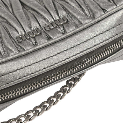 Miu Miu Metallic Silver Lambskin Matelasse Shoulder Bag