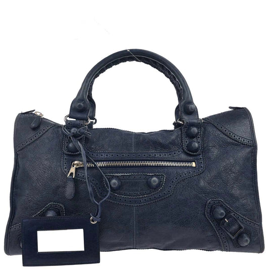 Balenciaga Navy Lambskin City Handbag