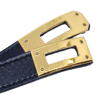 Hermes Black Box Calf Kelly Double Tour Bracelet Bangle #S