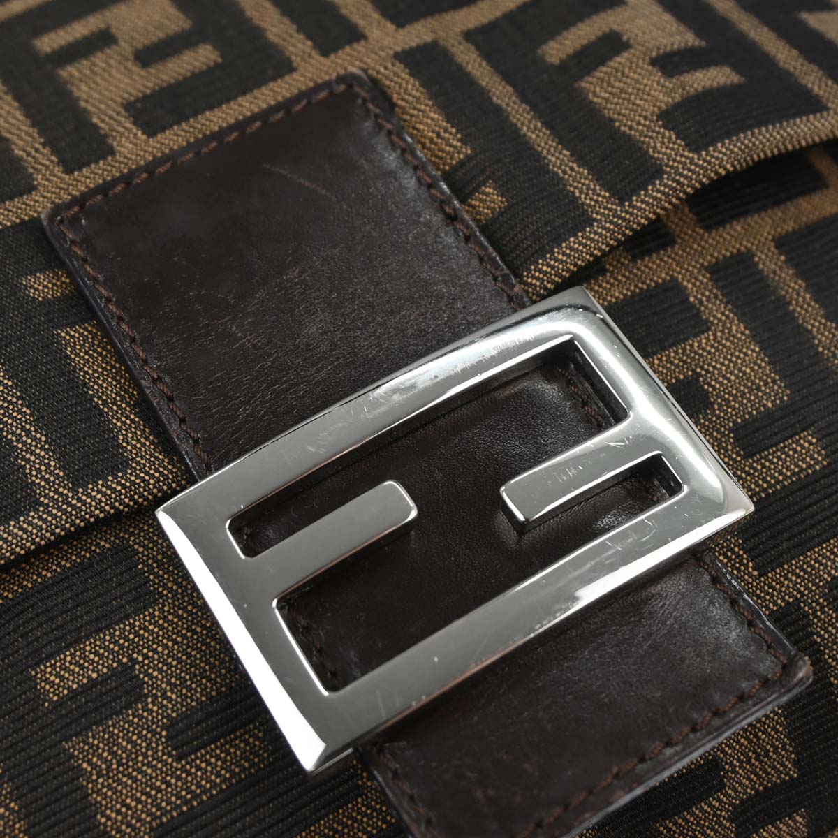Fendi Brown Canvas Zucca Mamma Baguette Handbag