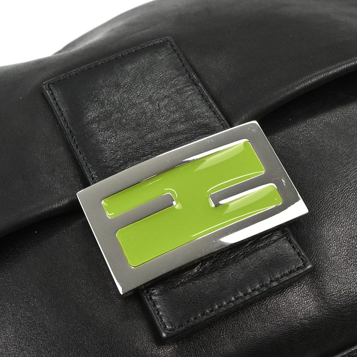 Fendi Black Leather Mamma Baguette Handbag