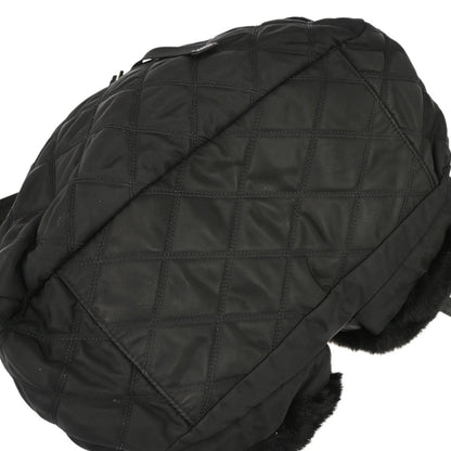 Prada Black Fur Nylon Backpack