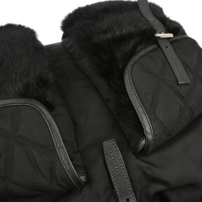 Prada Black Fur Nylon Backpack