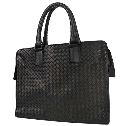 Bottega Veneta Black Leather Intrecciato Handbag