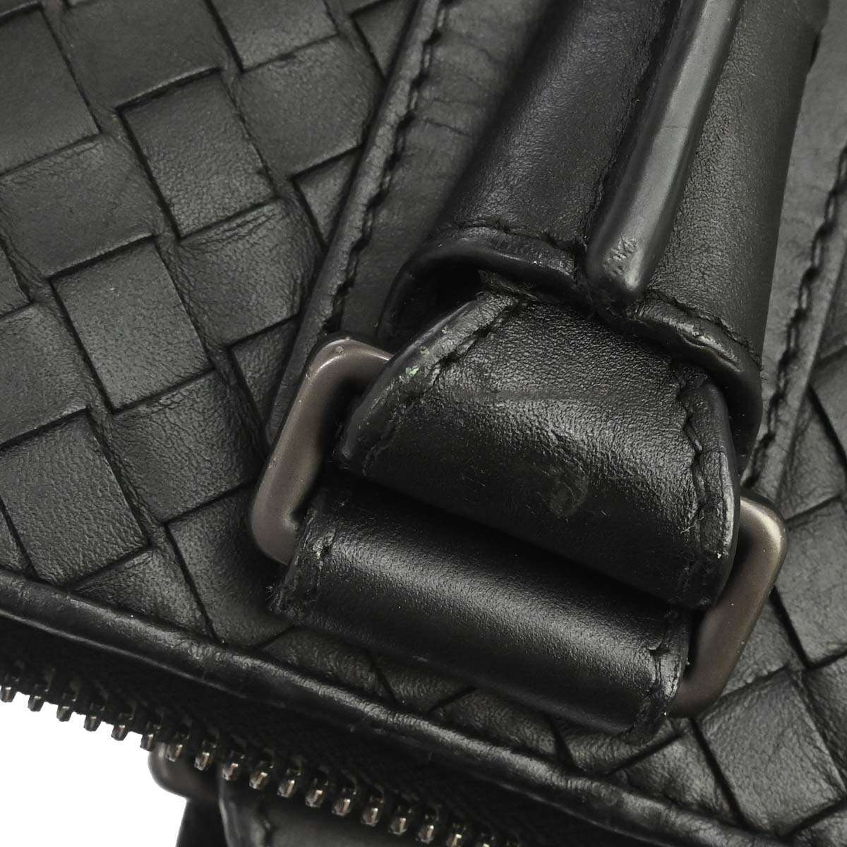 Bottega Veneta Black Leather Intrecciato Handbag