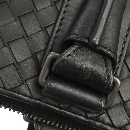 Bottega Veneta Black Leather Intrecciato Handbag