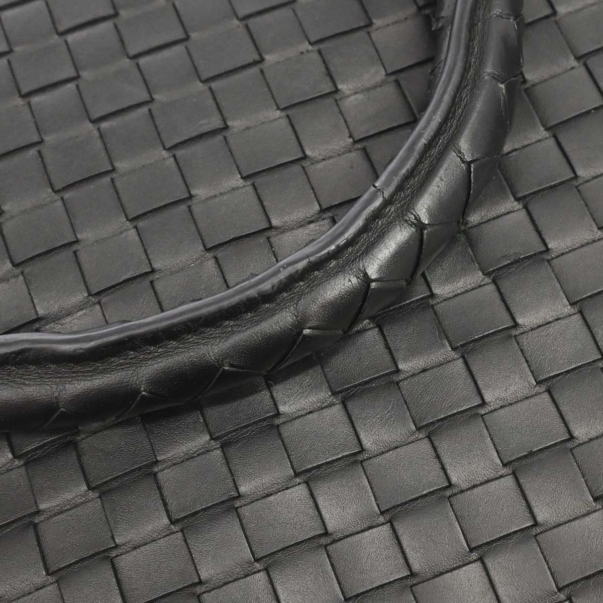 Bottega Veneta Black Leather Intrecciato Handbag