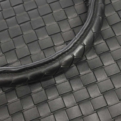 Bottega Veneta Black Leather Intrecciato Handbag