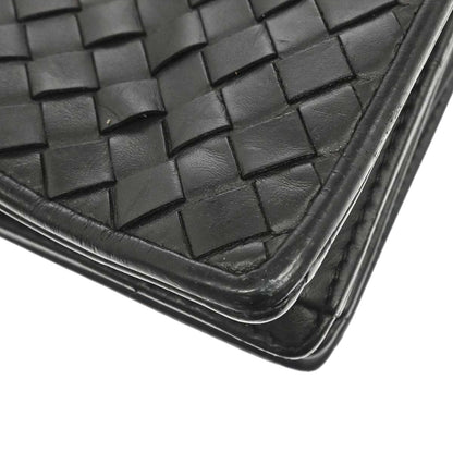Bottega Veneta Black Leather Intrecciato Handbag