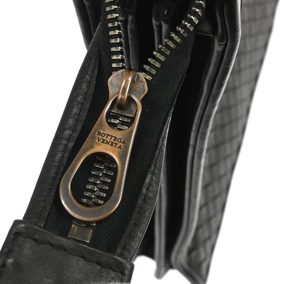 Bottega Veneta Black Leather Intrecciato Handbag