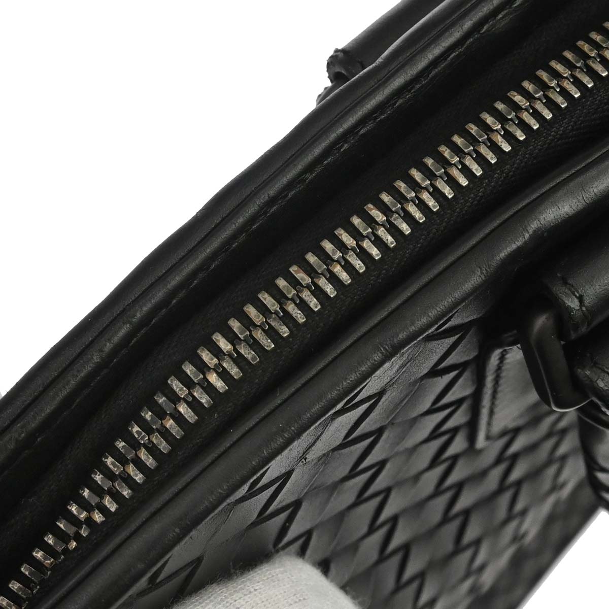 Bottega Veneta Black Leather Intrecciato Handbag
