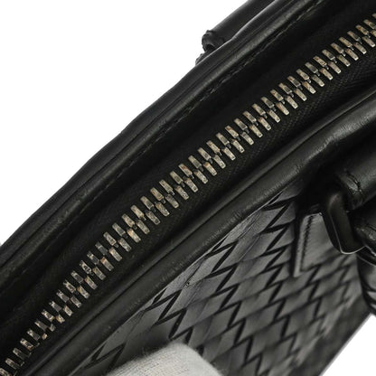 Bottega Veneta Black Leather Intrecciato Handbag
