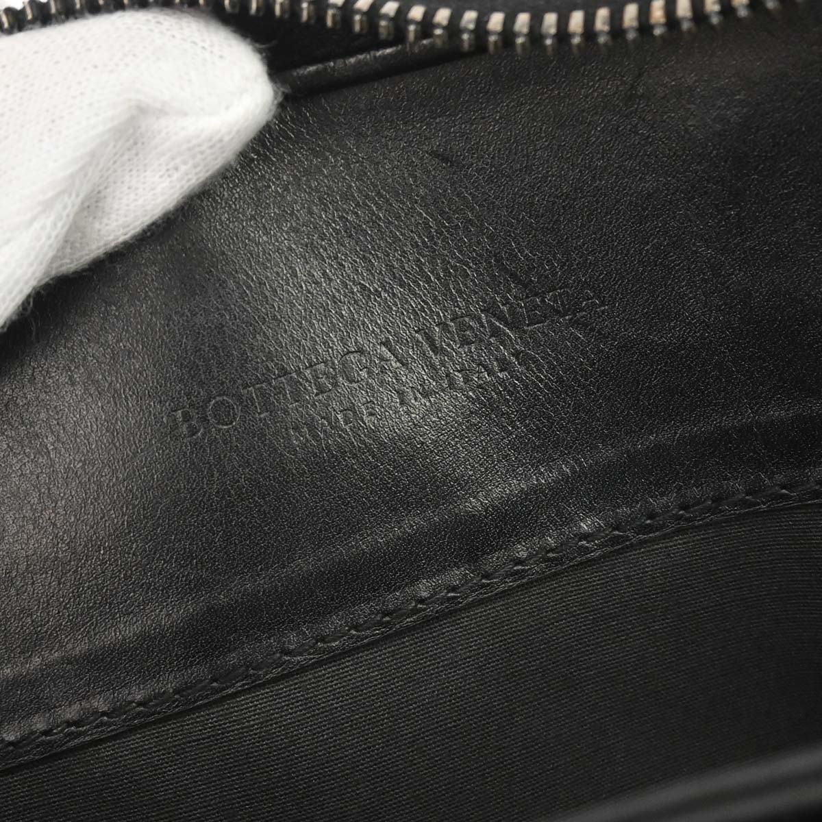 Bottega Veneta Black Leather Intrecciato Handbag