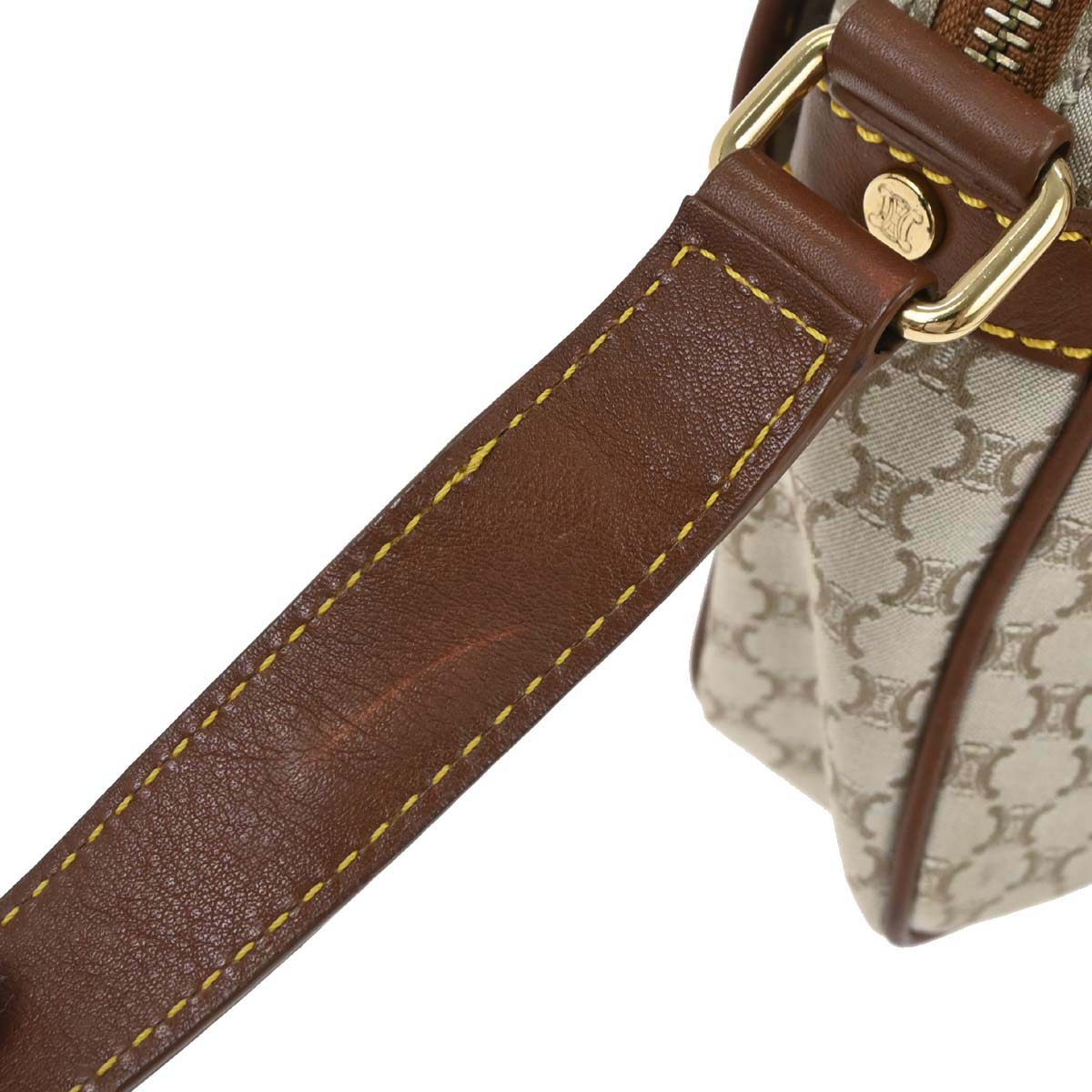 Celine * Beige Canvas Macadam Shoulder Bag