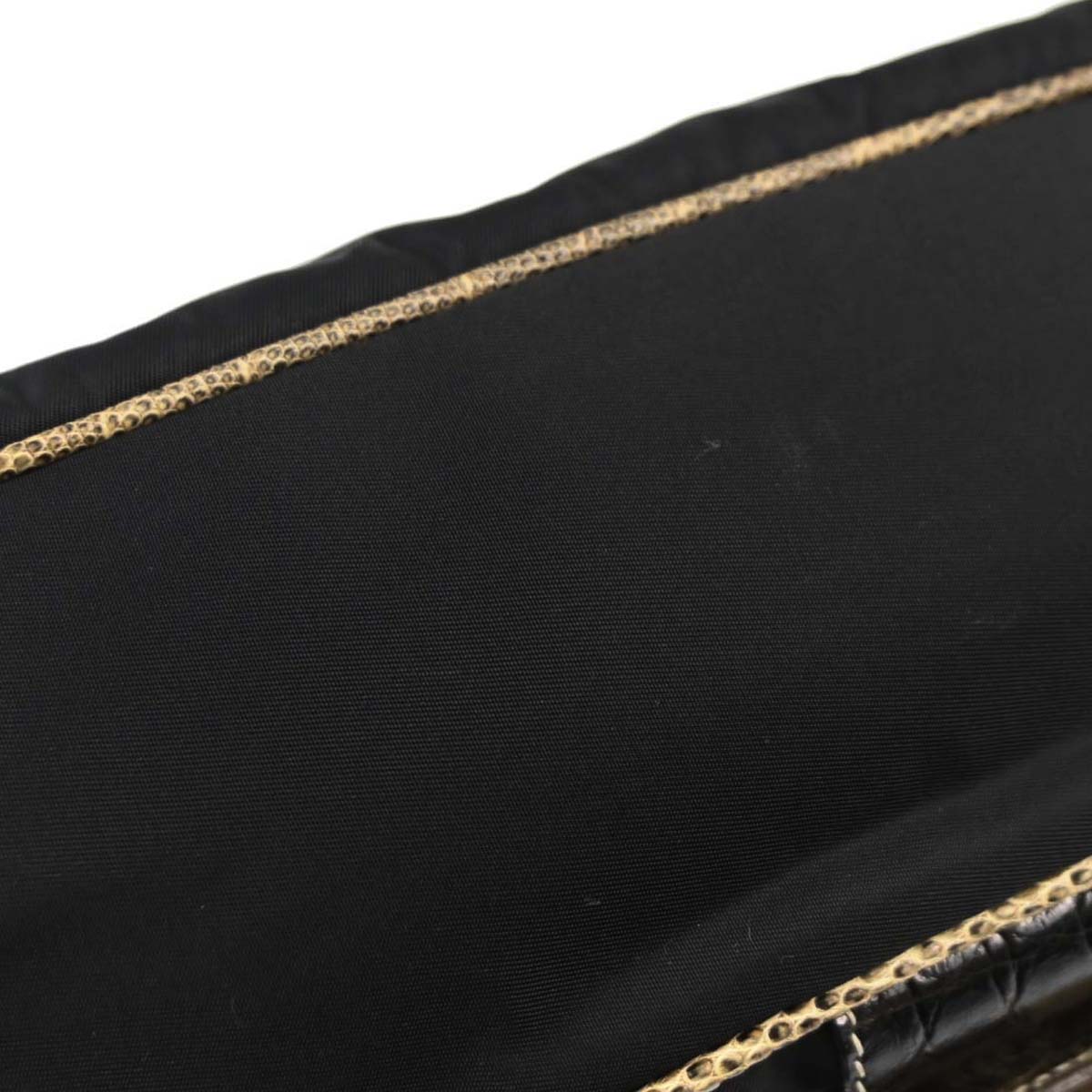 Prada * Black Nylon Lizard Handbag