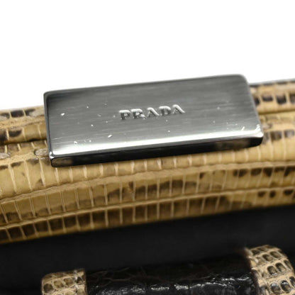 Prada * Black Nylon Lizard Handbag