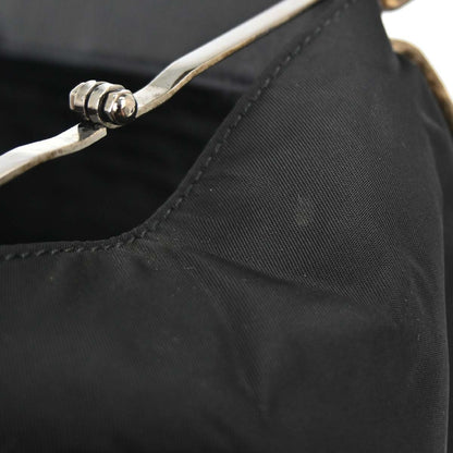 Prada * Black Nylon Lizard Handbag