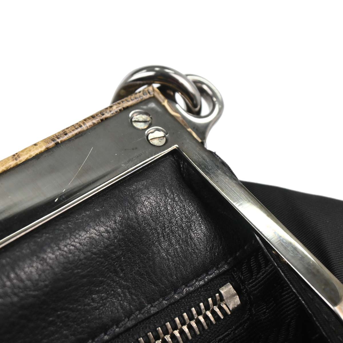 Prada * Black Nylon Lizard Handbag