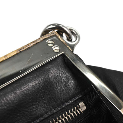 Prada * Black Nylon Lizard Handbag