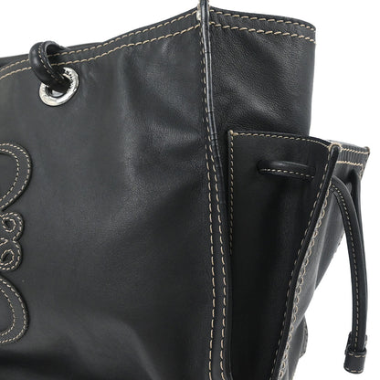 Loewe * Black Leather Anagram Tote Handbag